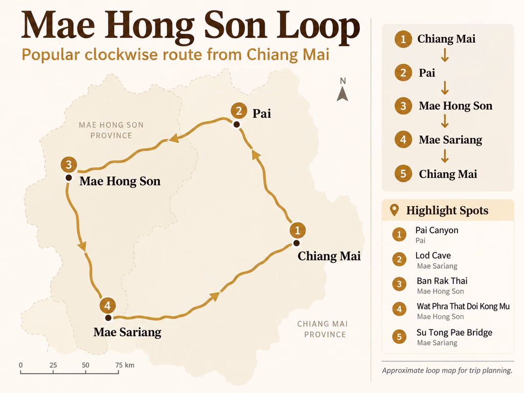 Mae Hong Son Loop simple route map